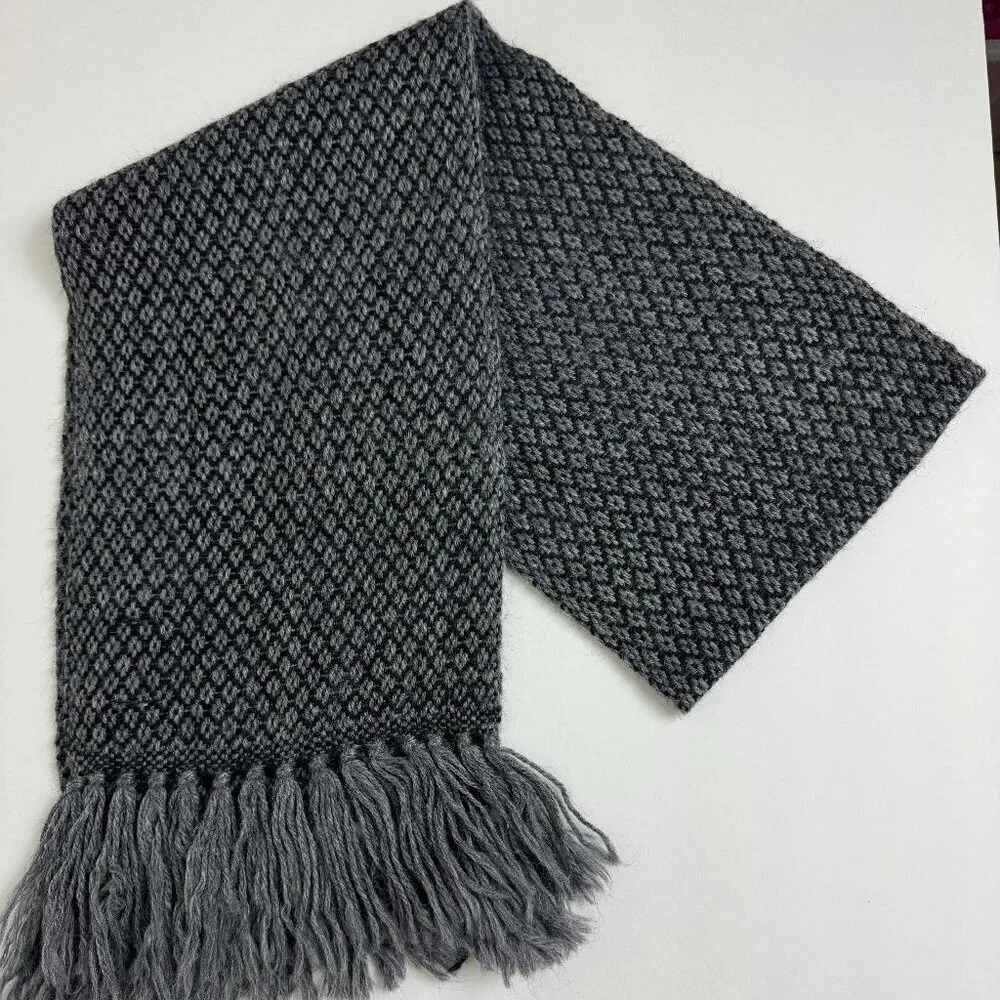 Chalinas Alpaca Scarf Fringe Gray & Black